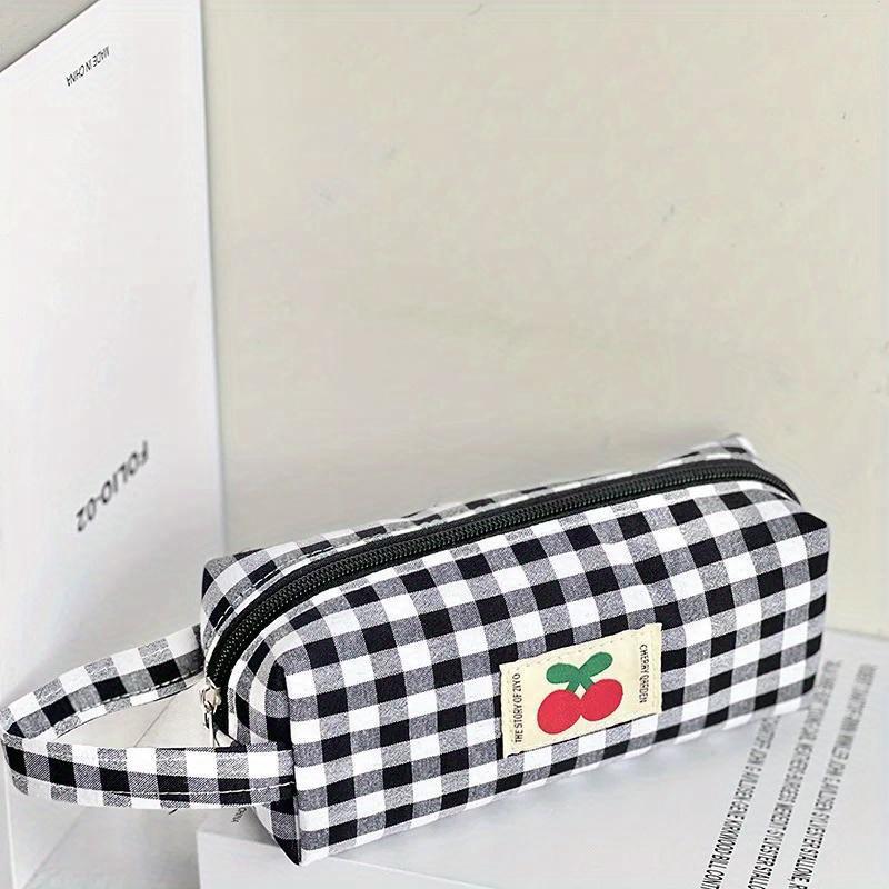 Japanese Kawaii Embroidered Pencil Case Large Capacity Cute Storage Bags Flora Cherry Bear Stationery Organizer  Supplies