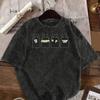 An Interesting Mahjong Cat T-shirt Vintage Washed Oversized Shirt Casual and Relaxed Streetwear Suitable for Cat Lovers' Outfits Daily Wear Cool Top