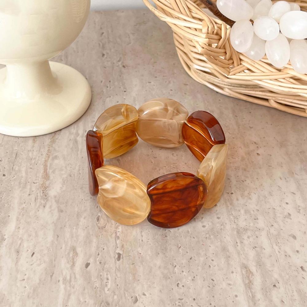 

Translucent Marbled Stretch Bracelet Lightweight Irregular Geometric Cuff Art Gallery Opening Style 1