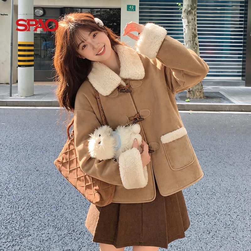 SPAO Vintage Faux Suede Shearling Toggle Jacket