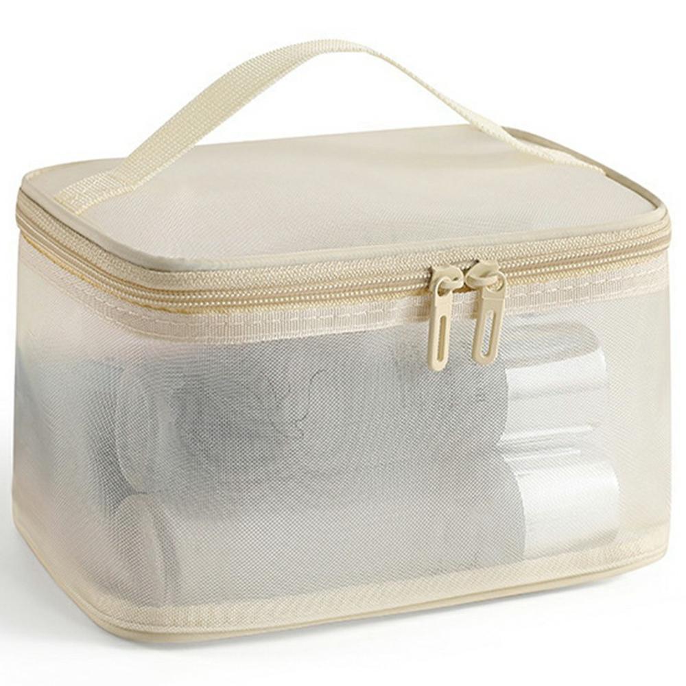 Single Layer Zipper Mesh Toiletry Bag Travel Portable Makeup Cosmetics Storage Organizer