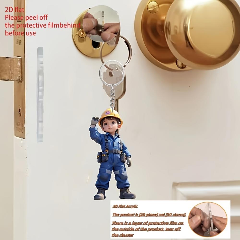 Cute Engineer, 2D Flat Acrylic, Pendant, Suitable for Backpack, Keychain, Gifts, Christmas, Halloween
