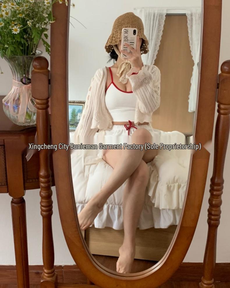 Korean-Style Women's High-Waist Bikini Three-Piece Set - Conservative and Chic Swimwear for Small Chest