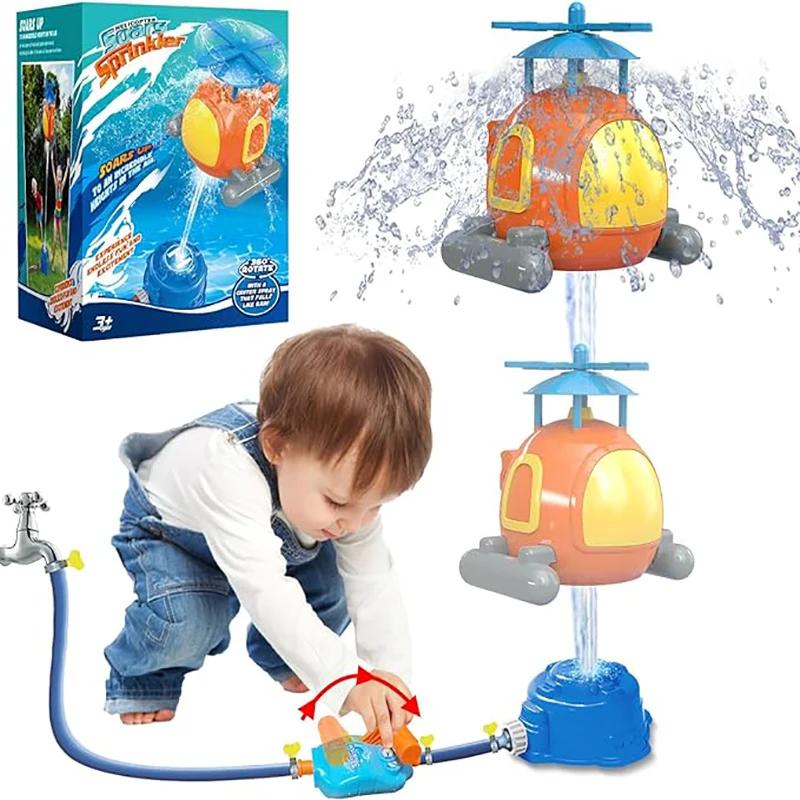Helicopter Sprinkler Water Toy Kids Outdoor Games Sports Spray Water Powered Bath Toys for Yard Lawn Garden Boys Girls Children
