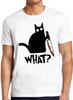 Cat What Murderous Black Cat With Knife Meme Cult Movie Gift Tee T Shirt M584