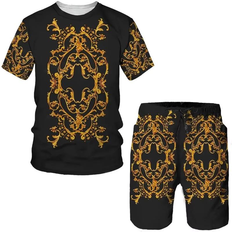 Tuta Sportiva da Uomo Stampa 3D Set Abbigliamento Due Pezzi Donna T-shirt Estate Streetwear Moda Set Manica Corta Bambino Set Tuta Uomo