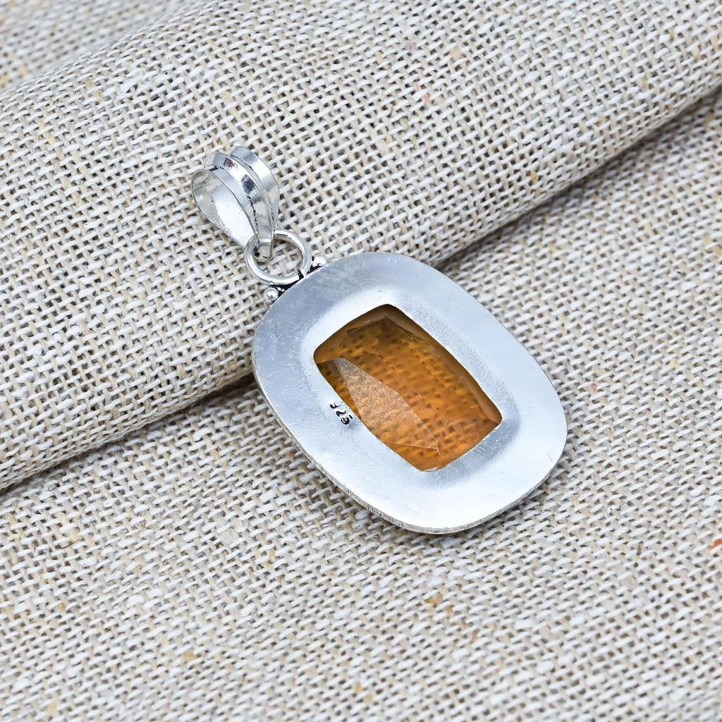 Honey Topaz Gemstone Beauteous Gift For Her 925 Sterling Silver Handmade Pendant Jewelry