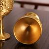 Brass Portable Mini Spirit Vodka Goblet, Engraved Flower Shaped Beverage Copper Cup,Friends Festive Gift Decoration 40ml,1pcs,