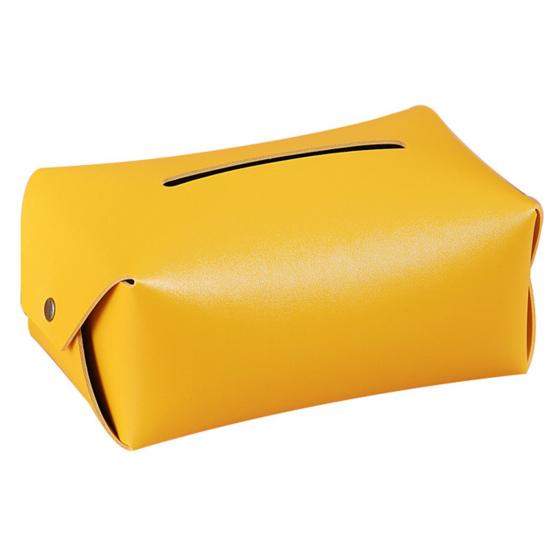 Tissue Box Solid Color Multi-Function Faux Leather Napkins Storage Pouch Car Decor
