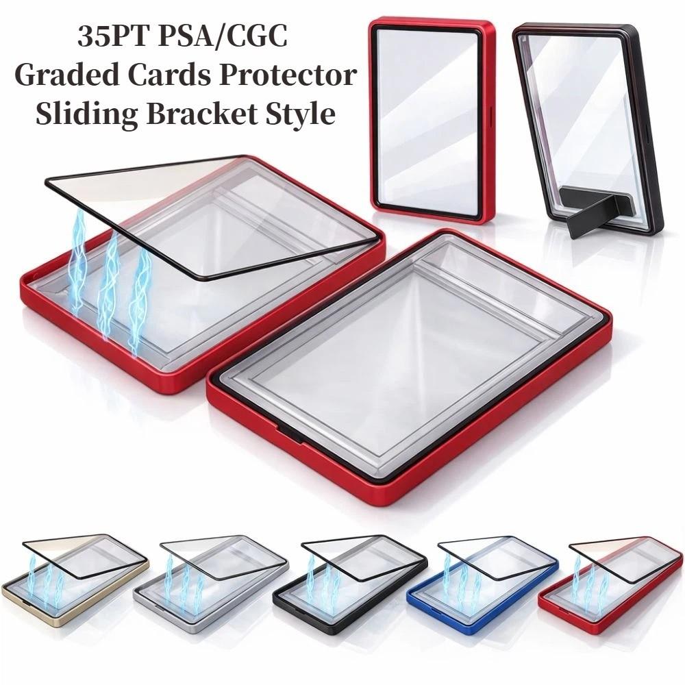 Sliding Style 35PT /CGC Graded Cards Protector Aluminium Frame Transparent Card Protective Case Double-sided Glass UV Protection