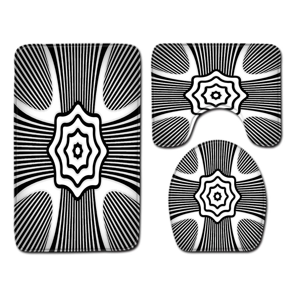 

Painted Bathroom Toilet Three-Piece Floor Mat Combination Set Household Door Mat Kitchen Absorbent Non-Slip Carpet 45CMX75CM