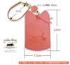 [meow cheri] Cute Cat Pass Case with Reel, Genuine Leather, Holds 2 Cards, Slim Design, Made in Japan with Tochigi Leather, Gift for Cat Lovers, Gift