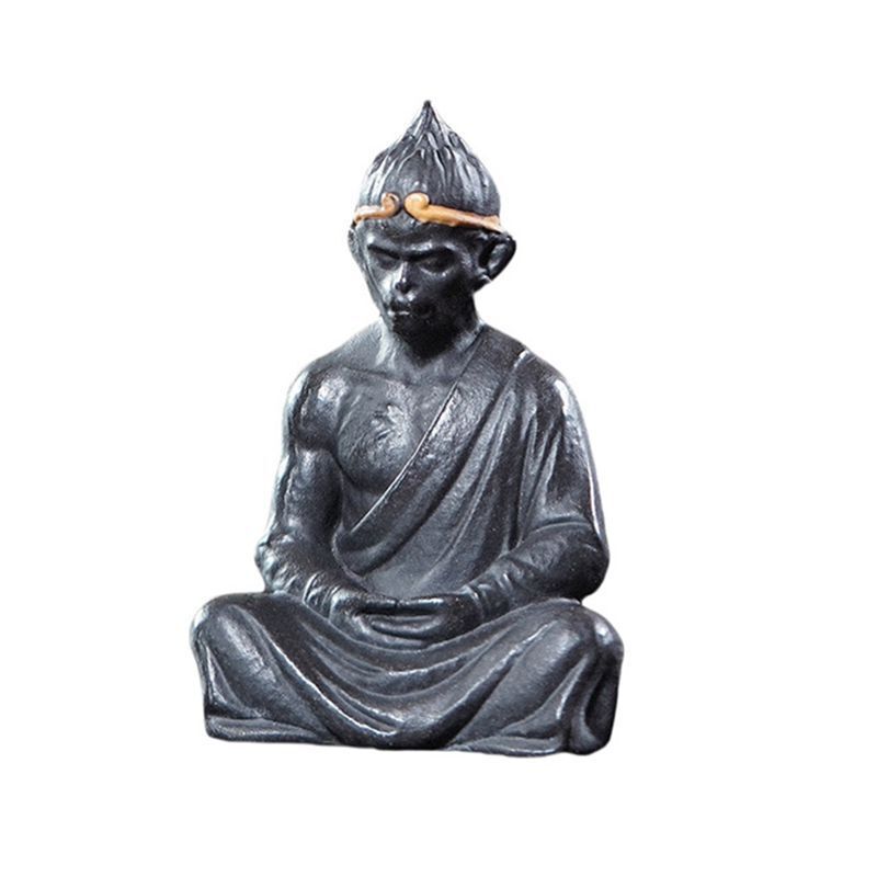 

Yixing Zisha Black Clay Wukong Buddha Sculpture Tea Pet Creative Lucky Model Tea Figurine Play Toys Tea Statue Ornaments Gift