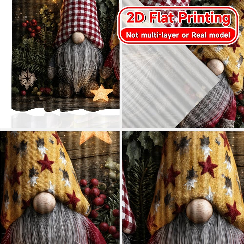 2D Flat Printing  2pcs Festive Gnomes Light Filtering Modern Curtains Polyester Easy Install Curtains Holiday Use for Living Room