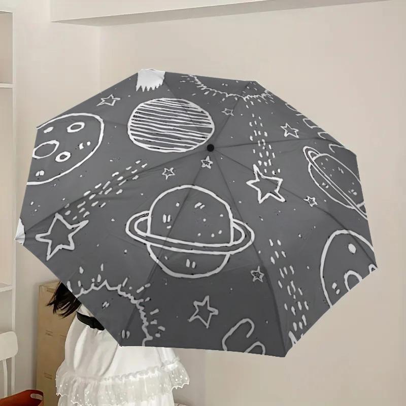 1pc Space Doodles Automatic Folding Umbrella, Casual Outdoor Accessory, Birthday Festival Gift yy251126115