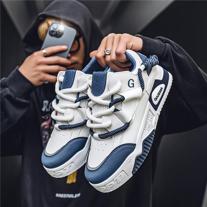 

Мужские повседневные модные кроссовки для скейтбординга на четыре сезона, удобные для студентов, трендовые кроссовки для мальчиков с мягкой подошвой, дышащая обувь 44 синий/белый