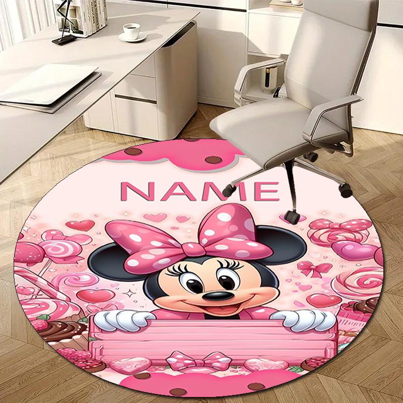 Personalized M-Minnie Round Chair Office Rug - Perfect for Mat, Office Chair & More - Ideal Gift for Birthdays and Holidays