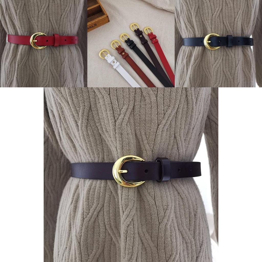 Classic Genuine Leather Womens Belt With Alloy Pin Buckle For Denim Pants