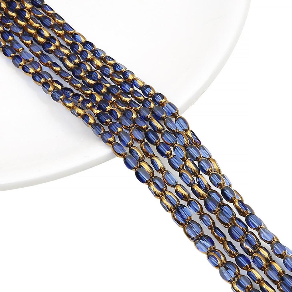 Oval Faceted Gold-Edged Glass Crystal Rice Beads for Jewelry Making