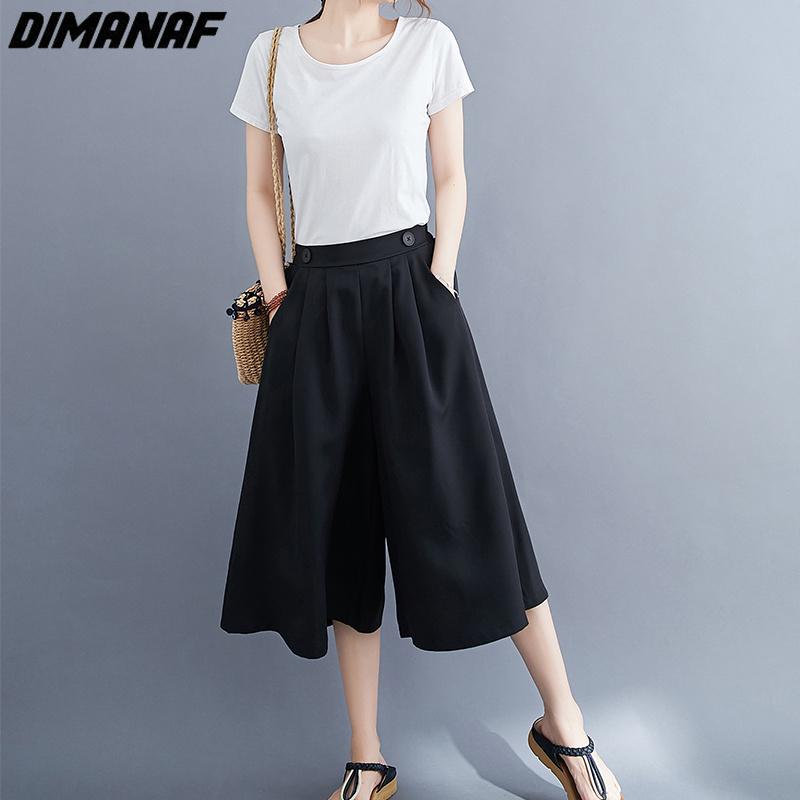 Dimanaf 2023 Summer Shorts Pants Women Elastic Pants Loose Casual Female Basic Trousers Wide Leg Pants Buttons
