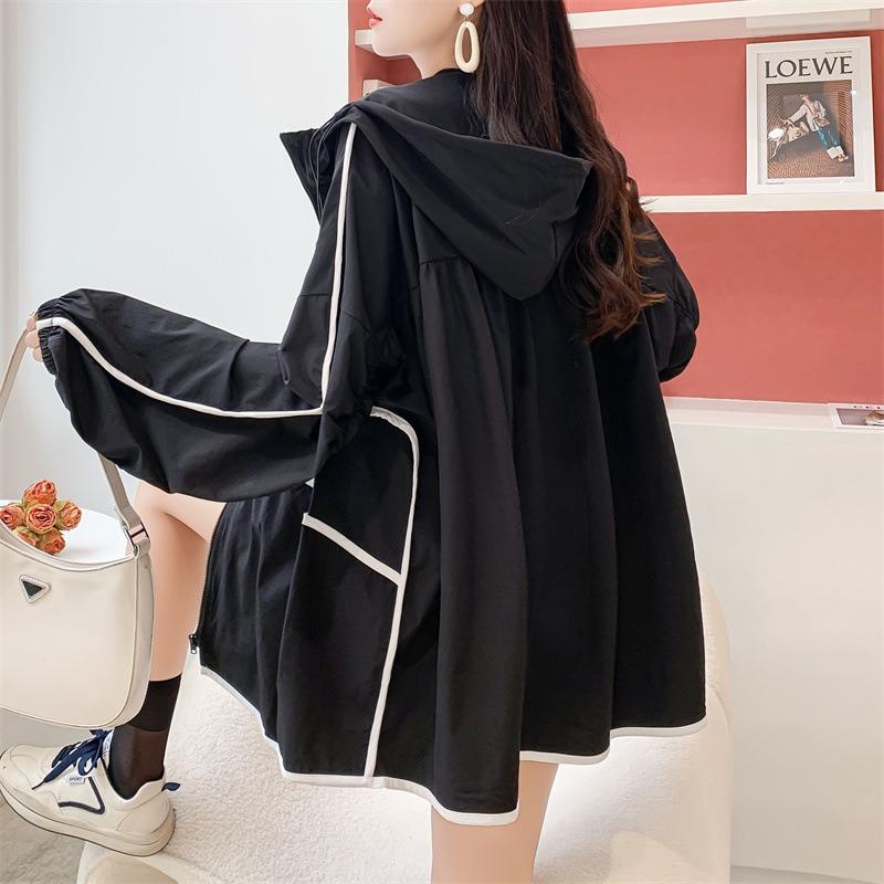 Women Loose Mid Length Thin Casual Sun Protection Jacket Coat