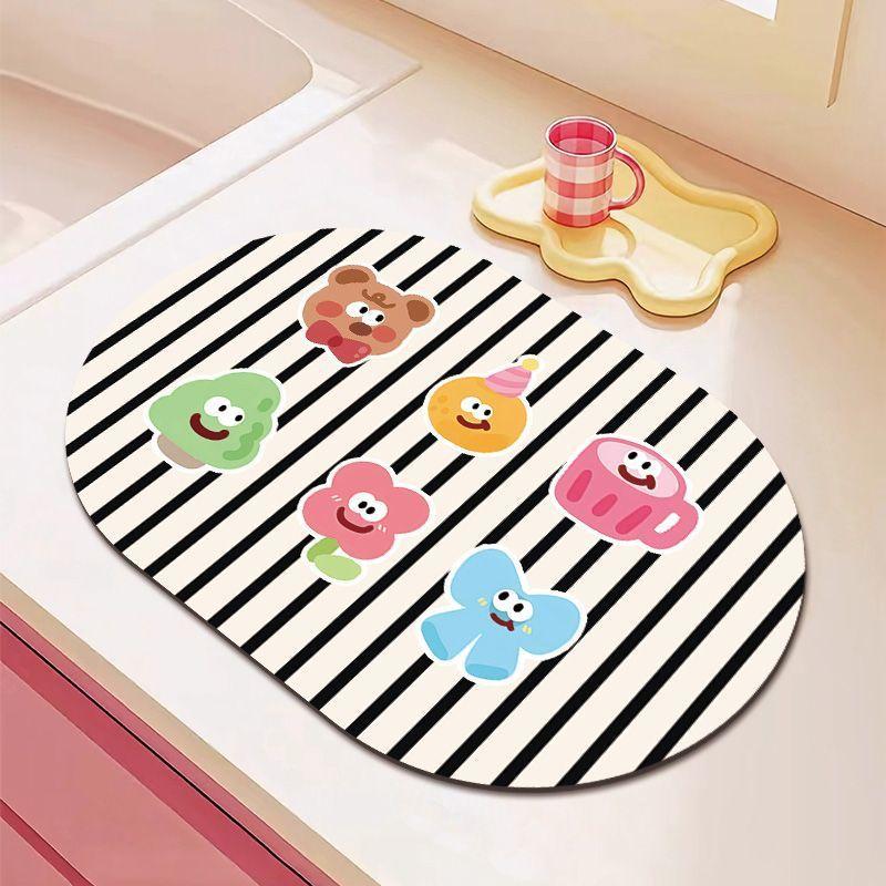 Niedliche Küchentisch-Abtropfmatte Tischmatte Hitzebeständig Rutschfest Saugfähig Schnelltrocknend Haushalt Spülbecken Dialgae Schlamm