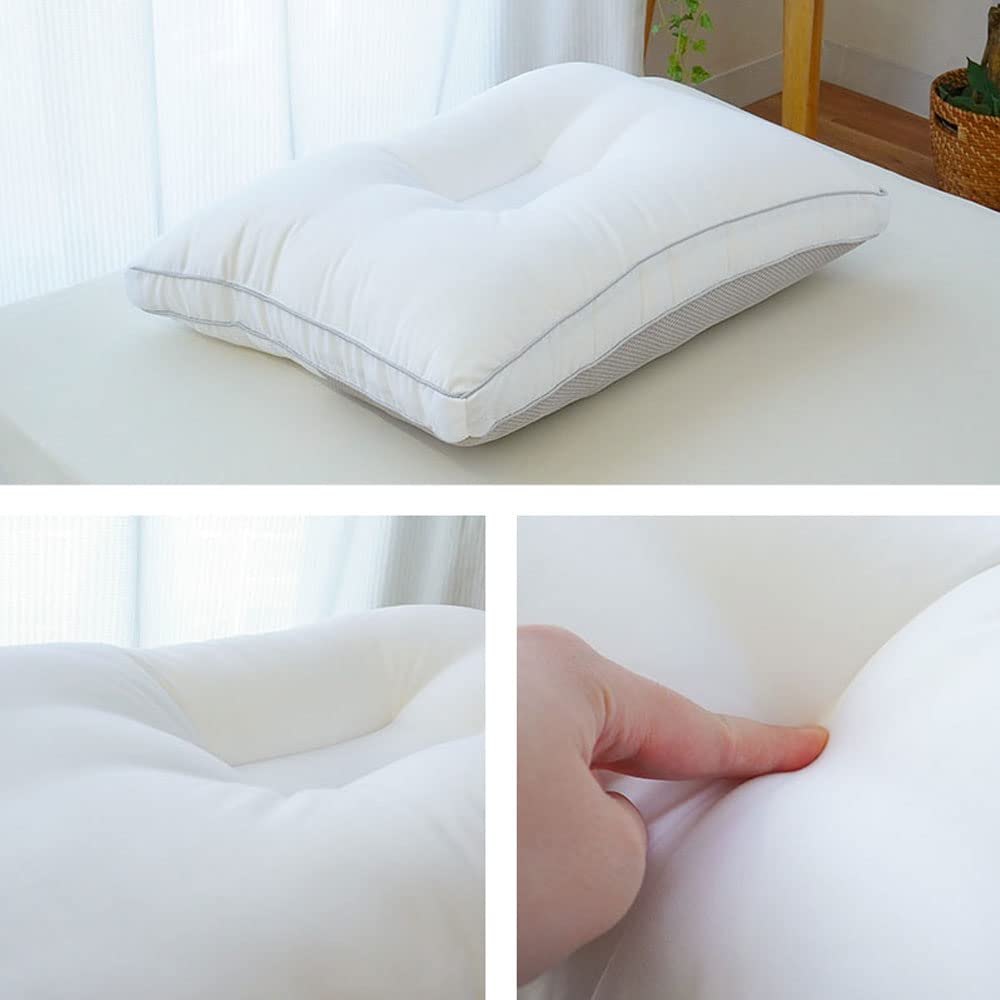 Hotel-Style Pillow Plus, Reversible with Selectable Firmness, 40x60x4cm (Equivalent To 43x63cm), Reversible, Concave-Shaped Pillow with Pipe Fill,