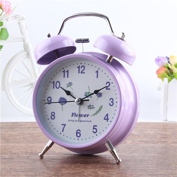 4 Inches Kids Room Alarm Clocks Mute Needle Wake Up Speaker Clock for Student Children Study Table Decor