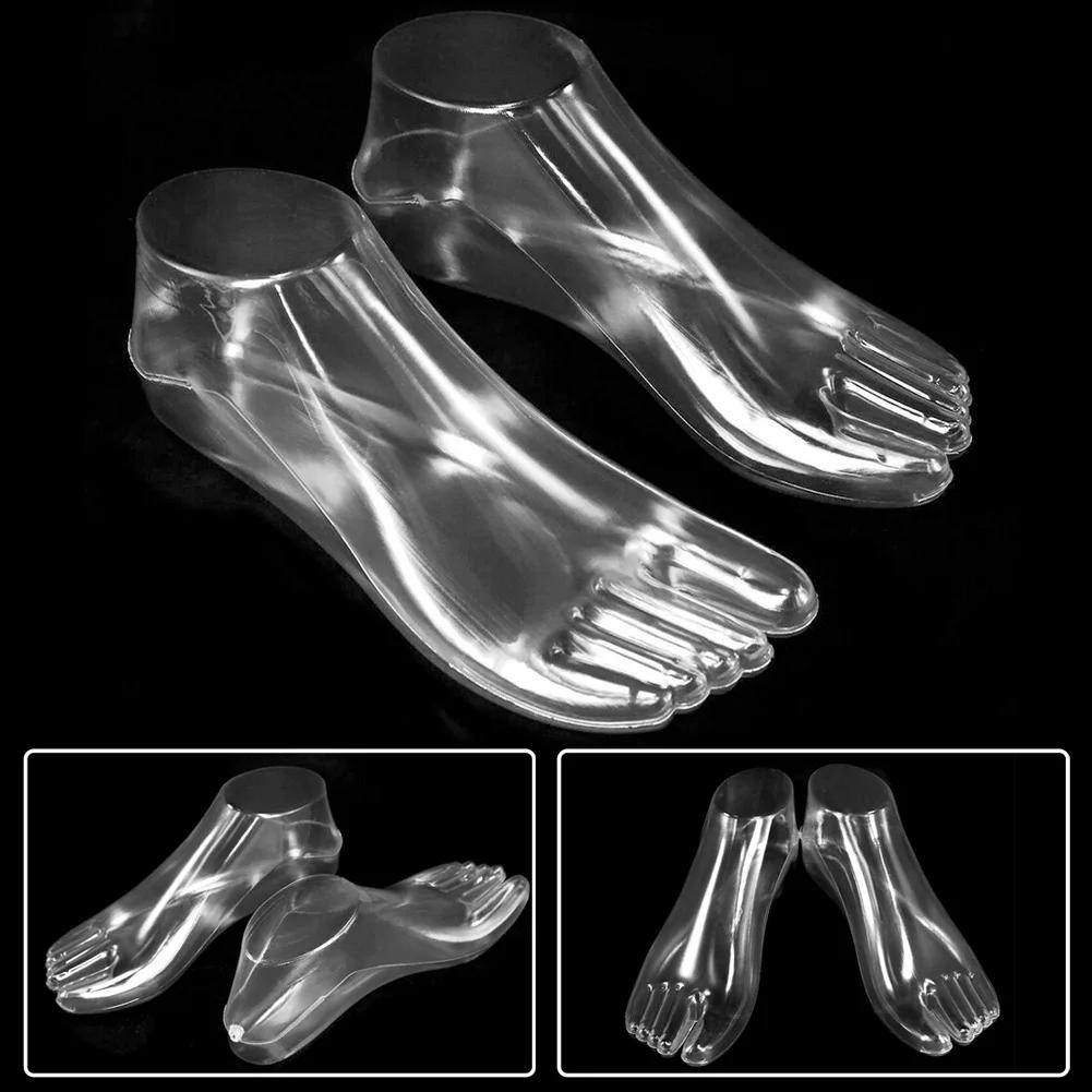 Manichino Piedi Uomo Piedi Manichino Trasparenti 22x9cm Donna Modello Fatto a Mano Strumento di Esposizione PVC Forma per Scarpe Supporto per Scarpe 1 Paio