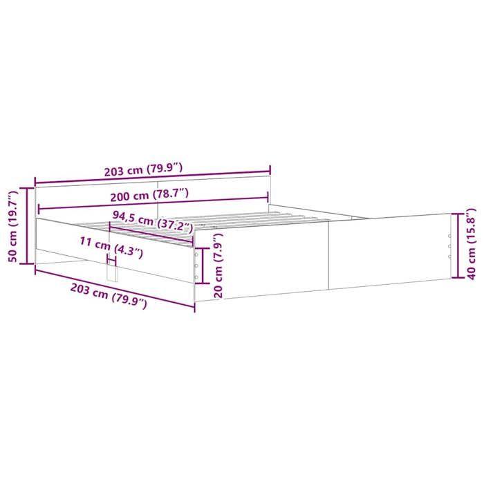 VidaXL Bed Frames Headboard and Footboard Grey Sonoma 200x200 Cm 3203738