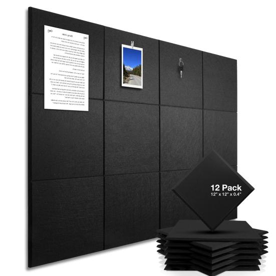 12Pcs Cork Bulletin Boards 30x30cm Adhesive Backing Message Board Wall Mount Photo Display Note Organizer for Home Office Classroom,