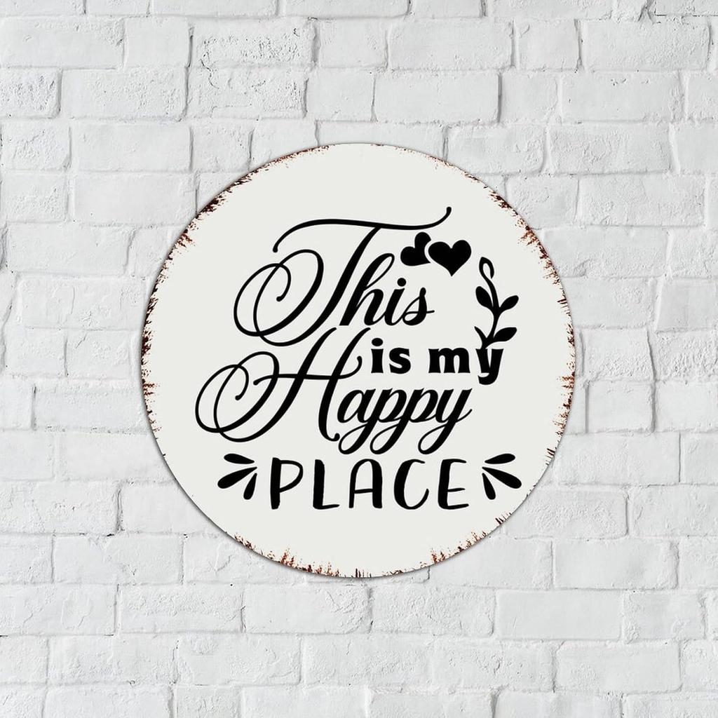 Autravelco Country Metal Tin Sign This Is My Happy Place Home Décor Aluminum Metal Sign for Garage Dining Room Restaurants Art Poster Gift for Room