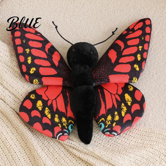 Soft Stuffed Toy Realistic 3D Butterfly Plush Toy Throw Pillow Polyester Fiber Doll Insect Animal Decor Gift for Kids Girls Home Ornament Colorful