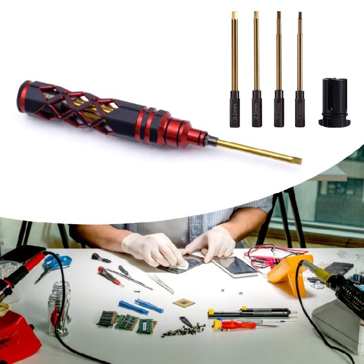 Metal Coated Car Repair Tool Set 4 Hex Driver With Nonslip Handle Repair Tool Set For Accuracy Model Engineering