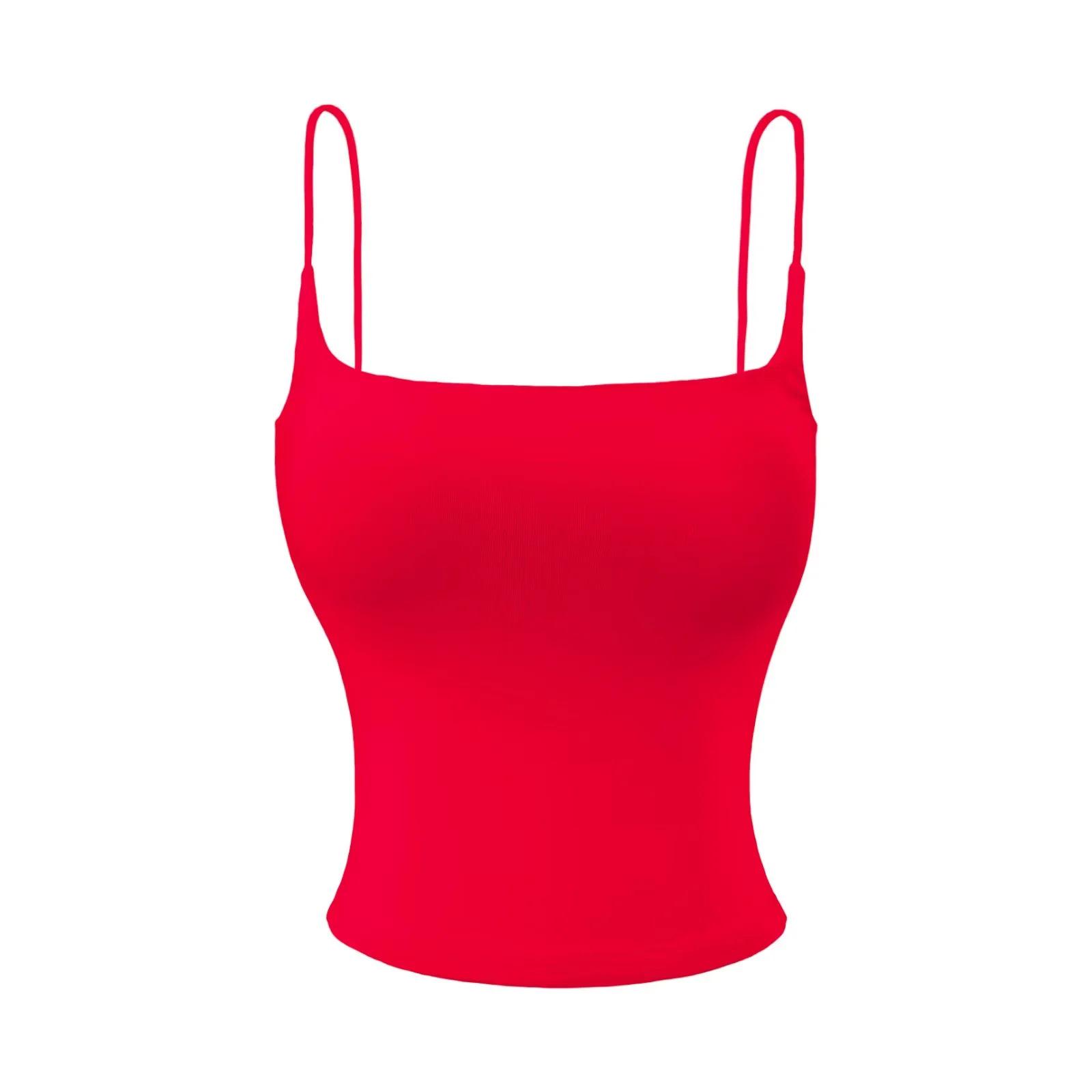 

Women s Summer Fashionable Bandeau Camisole: Chest Pads, Open Back, Sexy Tank Top for Inner or Outer Wear Medium червоний