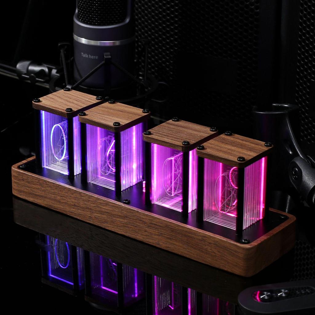 E-commerce Desktop Nixie Tube-Style Alarm Clock with Network Sync and Timer, Creative Design, No Assembly Required