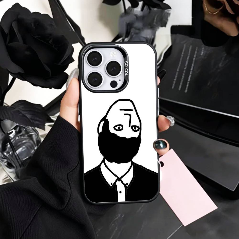 

Jean J-Jullien M-Minimalist Art Phone Case For iPhone17,16,15,14,13,12,11 Plus,Pro Max Colored Silver Plated Inside Cover iPhone16