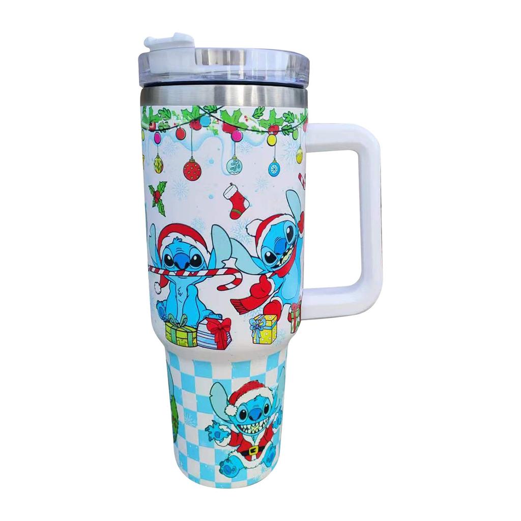 Christmas Tumbler 40 Oz, Merry Christmas Tumbler With Handle And Straw, 40oz Tumbler Maintains Cold Heat And Ice For Hours