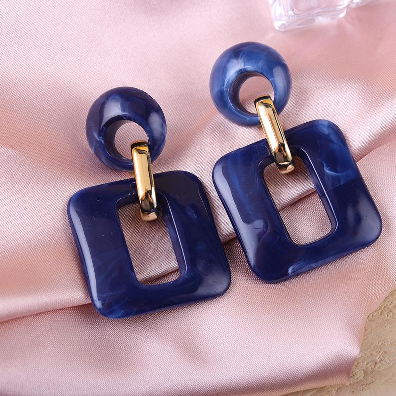 Textured Geometric Square Acrylic Stud Earrings Vintage Earrings Ear Accessories