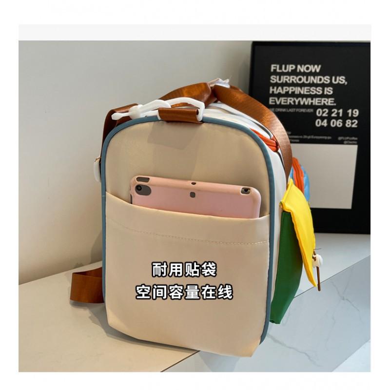 Fashion Contrast-color Diagonal Fitness Bag Large-capacity Travel Hand Luggage Light Outing Short Business