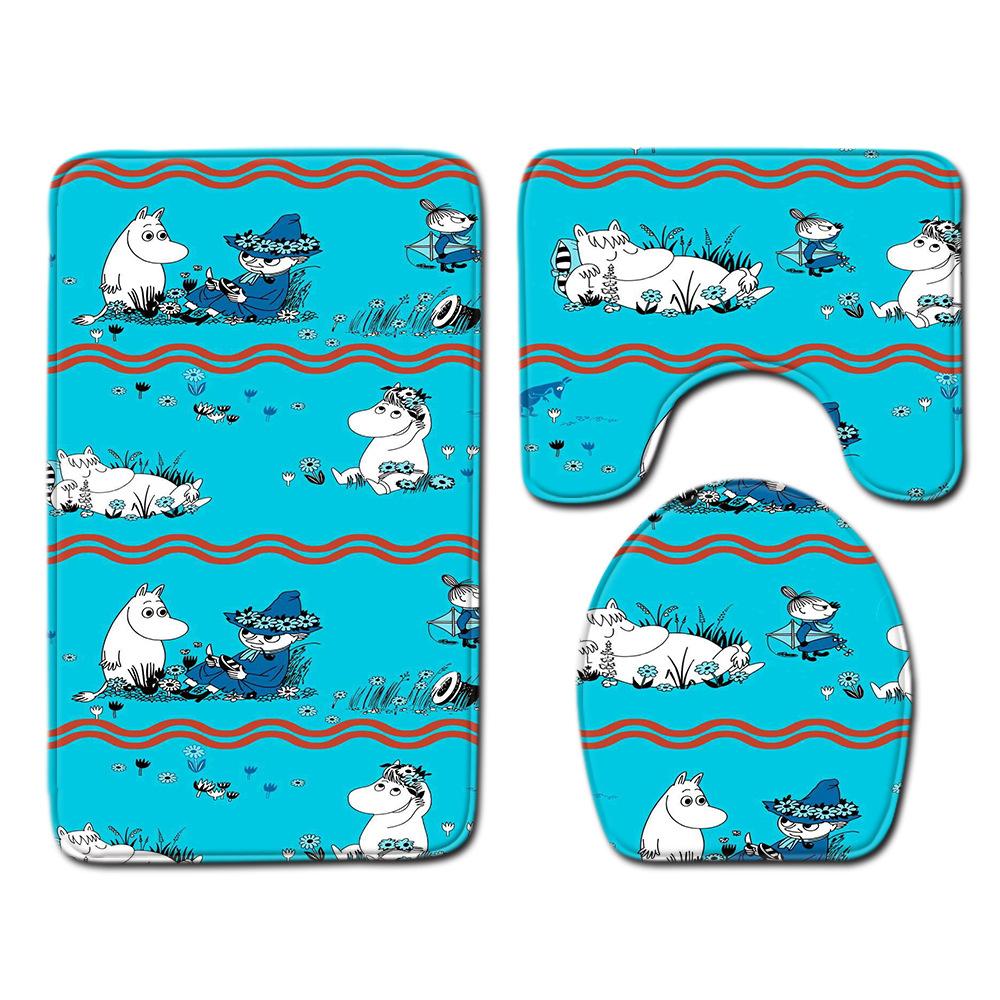 Covor de podea creativ din trei piese pentru toaletă, covor de ușă, covor de baie, covor de ușă moale antiderapant