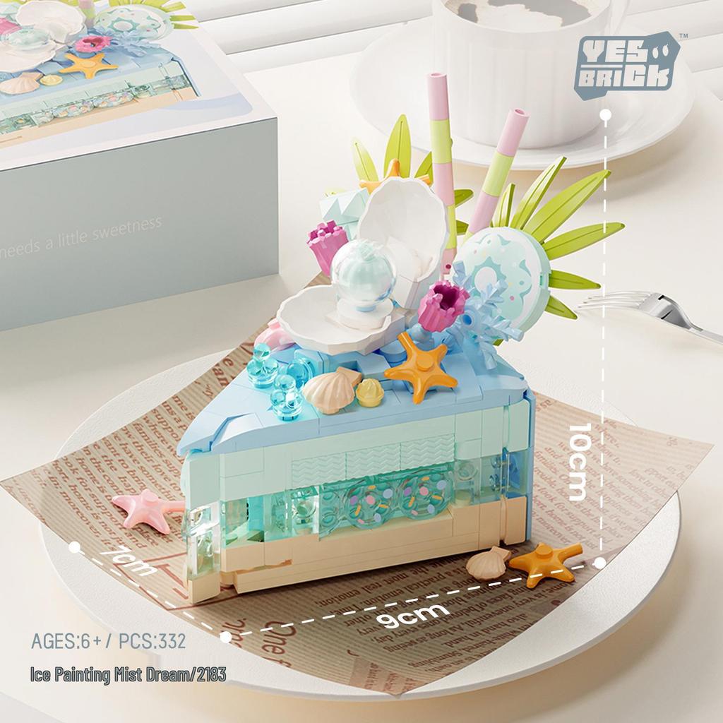 Mini2179 Geburtstagstorte Dessert DIY Zusammenbau Baustein Spielzeug Modell Ornament Geschenk