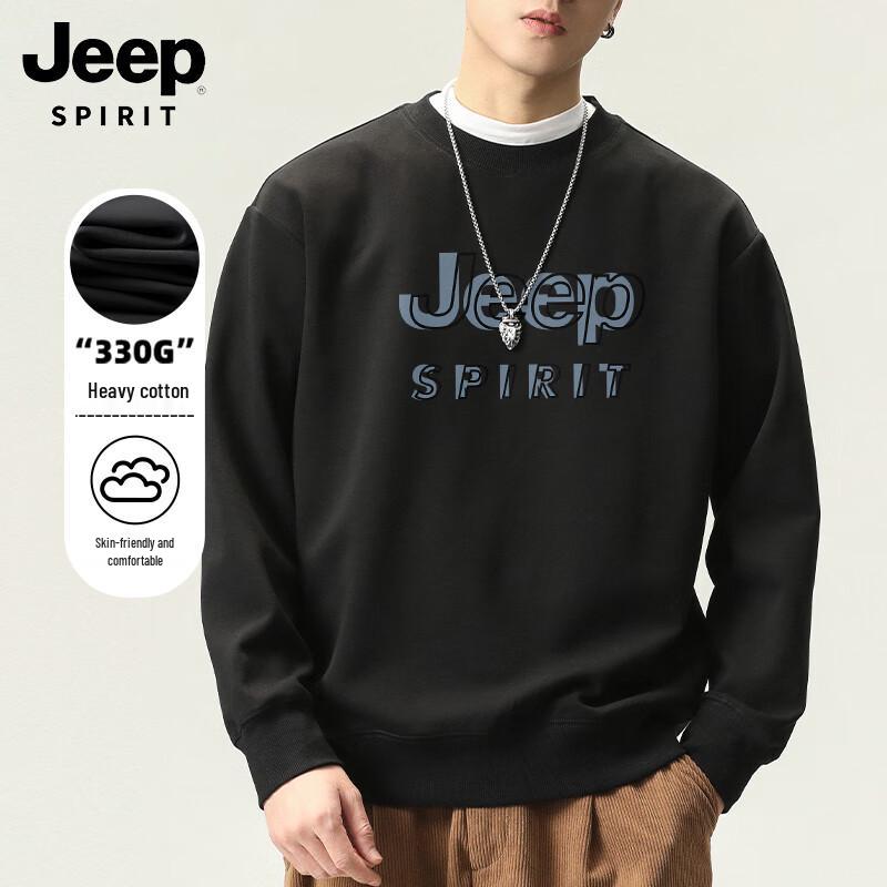

JEEP SPIRIT Men s Loose Fit Round Neck Printed Long Sleeve Sweatshirt XL