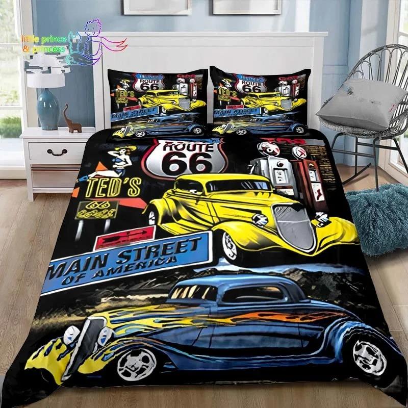 Historic American Route 66 Comfortable Duvet Quilt Cover Pillowcase Bedding Set Children Bedroom Decoration Home Textile Single