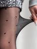 1 Pc Women'S Black Ultra-Thin Sheer Pantyhose, Heart Jacquard Snag-Resistant, Sexy High-Waisted Non-Slip Hosiery For Party
