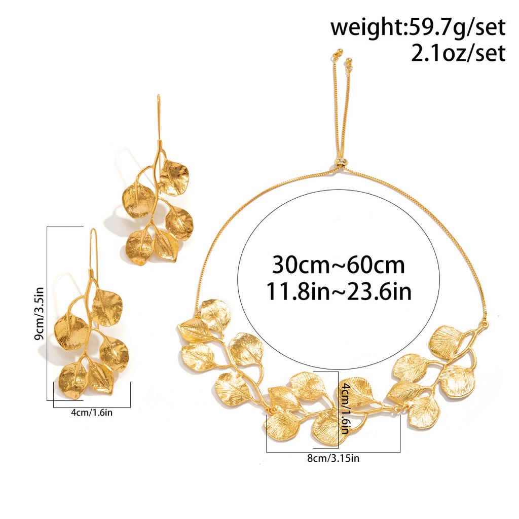 Textured Metal Wind Leaf Tassel Necklace Fashion Design Sense Retro Pull Collar Necklace
