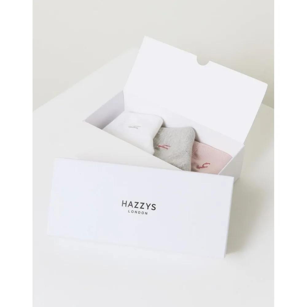 Puppy Embroidery 3-Color Women's Short Ankle Socks 3-Piece Set HISS3F200WT