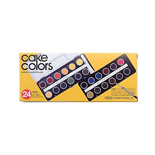 Holbein Cake Color Solid Watercolor Paints, C012, 24 Transparent Colors, Set 02012