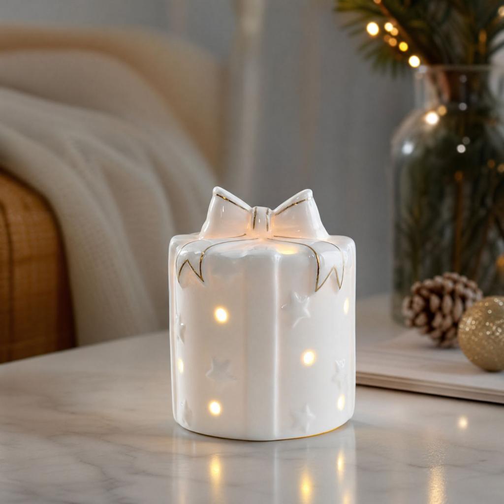 Ceramic Christmas Decoration Ornament for Holiday Tabletop Display and Festive Home Decor