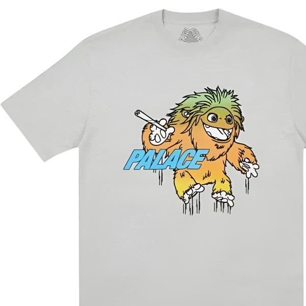 Palace FW21 Large Up T-Shirt Grey Marl Cartoon Print Crew Neck Short Sleeve Unisex T-Shirt PAL-FW21-391